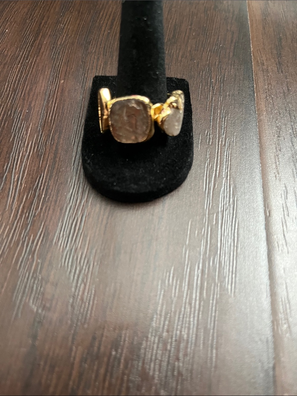 Gold-Plated Smoky Rose Quartz Multi Stone Statement Ring